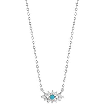 Sunkissed Sterling Cubic Zirconia Dainty Evil Eye Pendant Necklace
