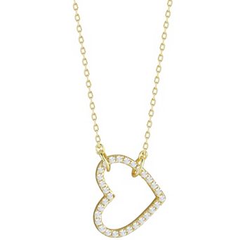 Sunkissed Sterling Cubic Zirconia Hanging Heart Pendant Necklace