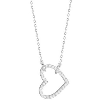 Sunkissed Sterling Cubic Zirconia Hanging Heart Pendant Necklace