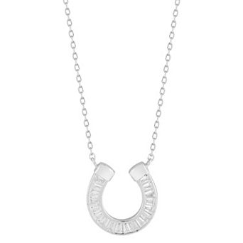 Sunkissed Sterling Cubic Zirconia Horseshoe Pendant Necklace