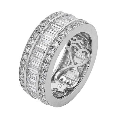 SLNY Sterling Silver Cubic Zirconia Baguette Eternity Band
