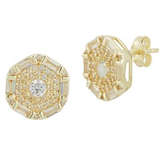 Sunkissed Sterling Cubic Zirconia Hexagon Stud Earrings
