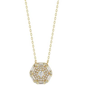 Sunkissed Sterling Cubic Zirconia Hexagon Pendant Necklace
