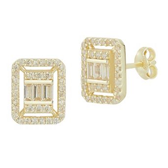Sunkissed Sterling Cubic Zirconia Cluster Stud Earrings