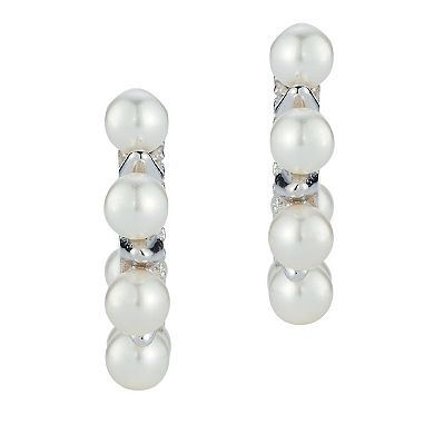 Sunkissed Sterling Freshwater Cultured Pearl & Cubic Zirconia Spike Hoop Earrings