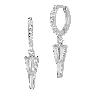 Sunkissed Sterling Cubic Zirconia Charm Huggie Hoop Earrings