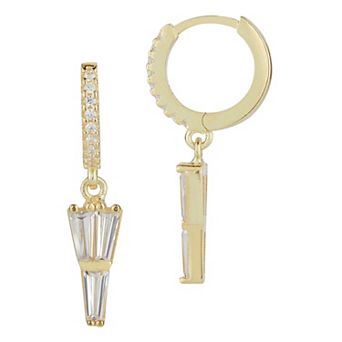 Sunkissed Sterling Cubic Zirconia Charm Huggie Hoop Earrings