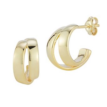 Sunkissed Sterling Double Ring Huggie Hoop Earrings
