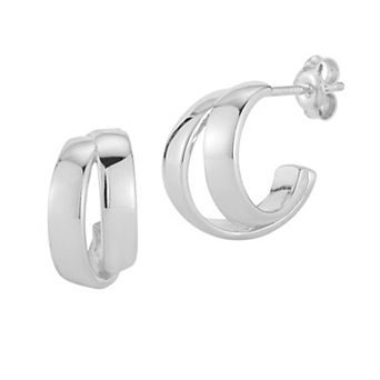 Sunkissed Sterling Double Ring Huggie Hoop Earrings