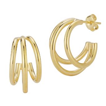 Sunkissed Sterling Triple Ring Hoop Earrings