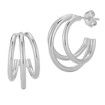 Sunkissed Sterling Triple Ring Hoop Earrings