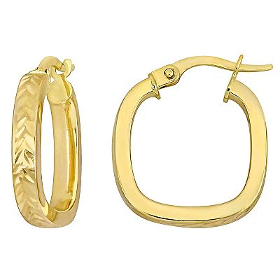 Stella Grace 10k Gold Textured Square Hoop Earrings