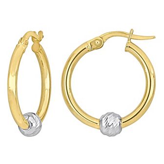Stella Grace Two Tone 14k Gold & White Gold Ball Hoop Earrings