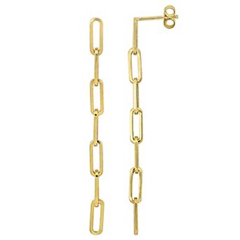 Stella Grace 14k Gold Paper Clip Link Drop Earrings
