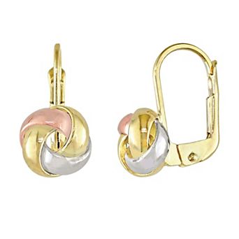 Stella Grace 3-Tone 10k Gold, Rose Gold & White Gold Entwined Love Knot Earrings