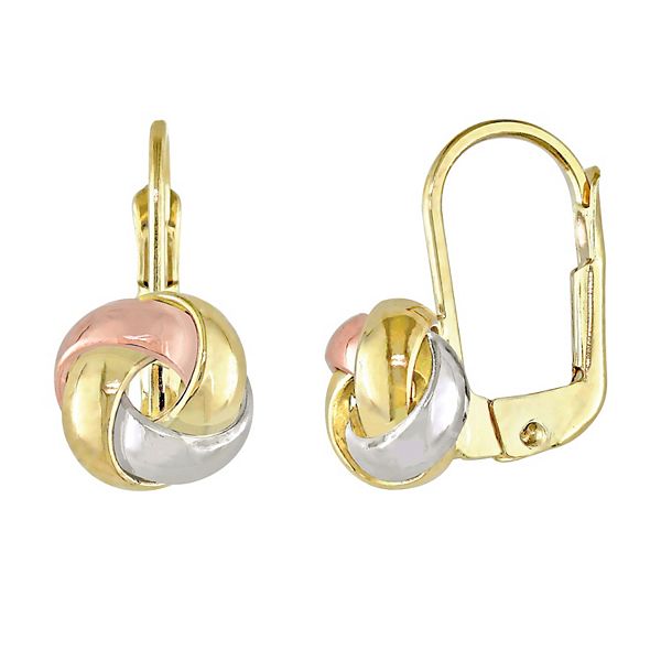 Stella Grace 3 Tone 10k Gold Rose Gold White Gold Entwined Love Knot Earrings