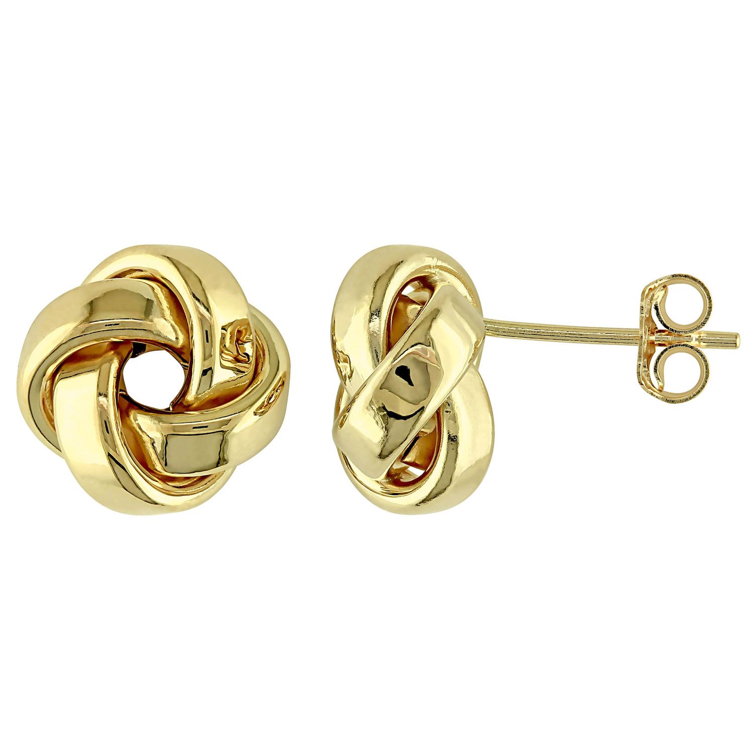 10kt Yellow Gold Ribbed Love Knot Ball Post Earrings