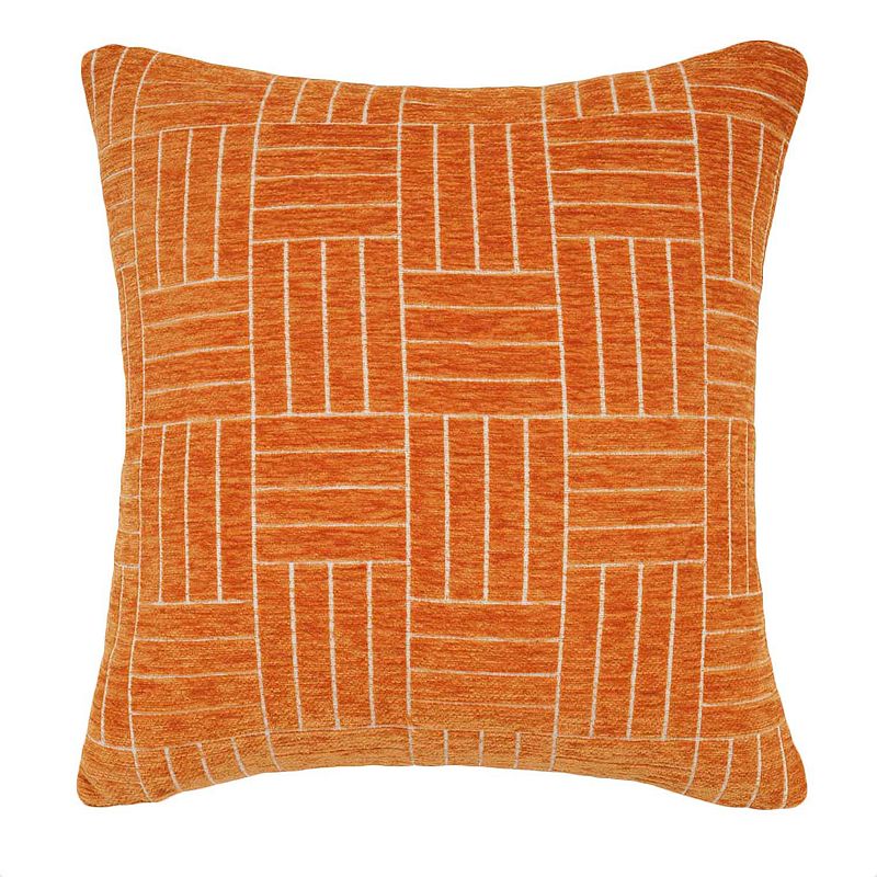 FRESHMINT Staggered Stripe Chenille Woven Jacquard Throw Pillow, Orange, 18