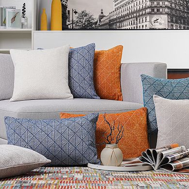 FRESHMINT Geometric Chenille Woven Jacquard Reversible Lumbar Throw Pillow