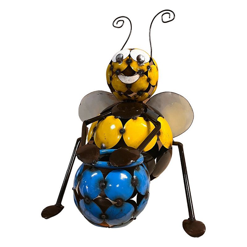 Rustic Arrow Round Bee with Honey Pot Garden Decor, Multicolor