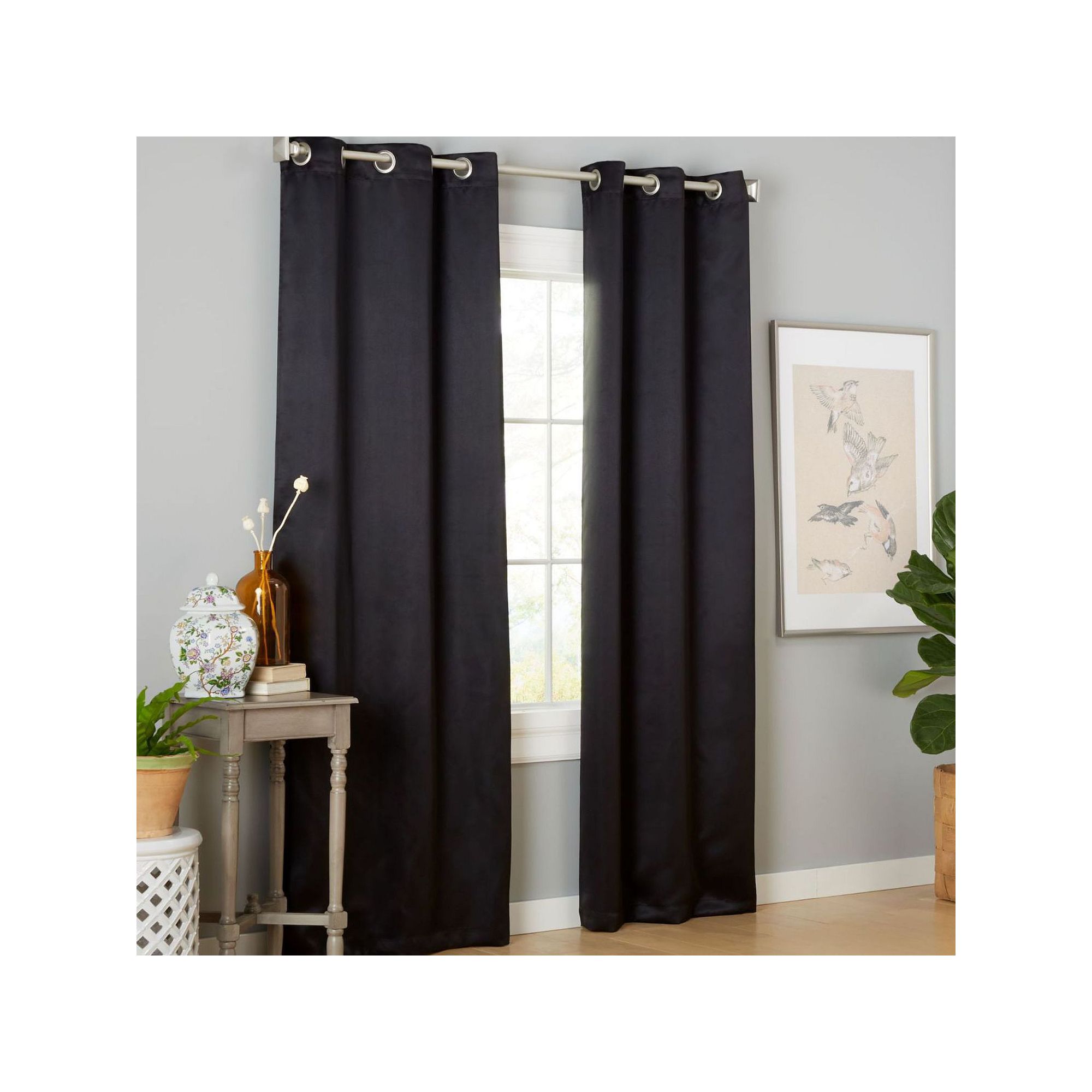 Estate View™ Set of 2 Seville Solid Room Darkening Window Curtain Panels,