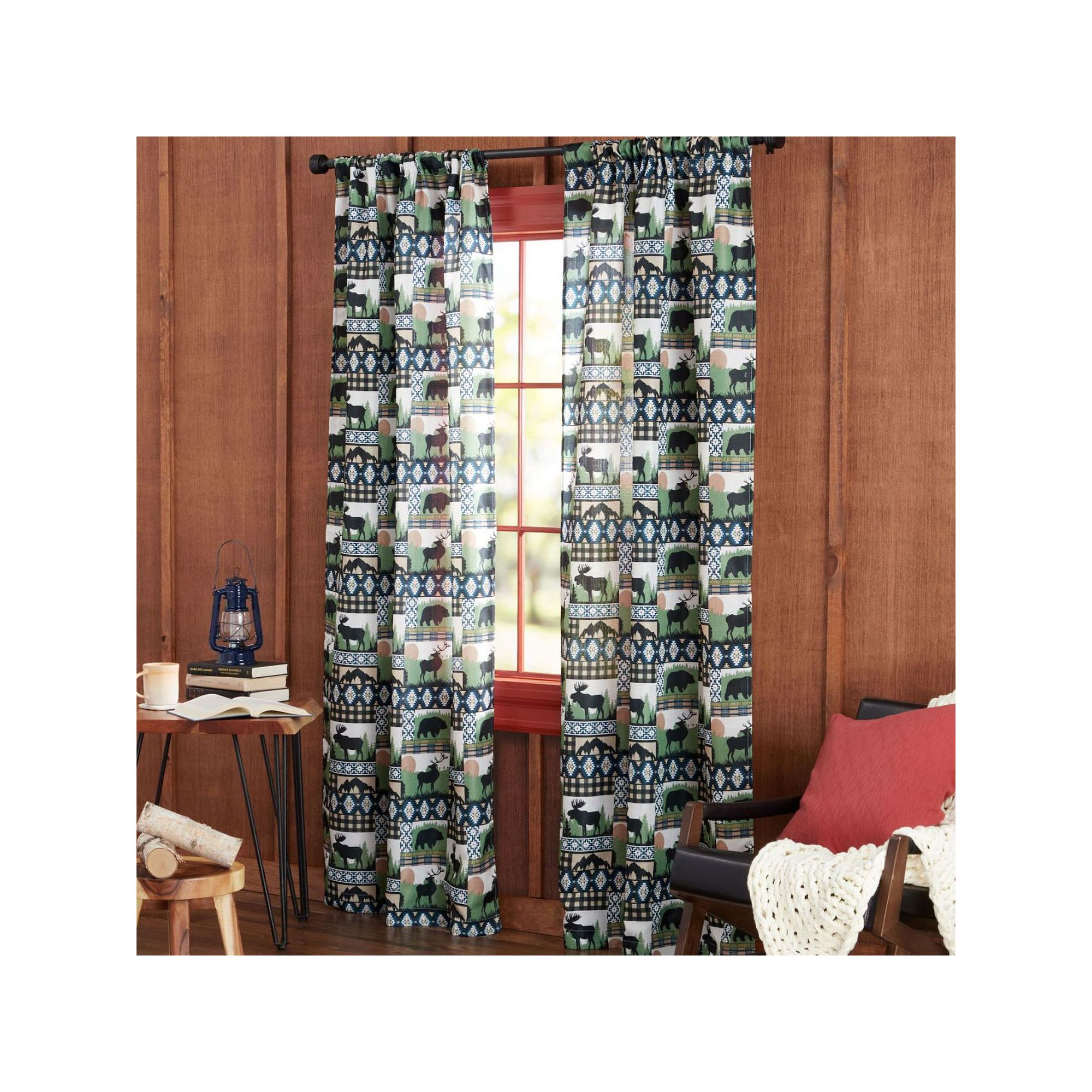 Estate View™ Set of 2 Moose Lodge Light Filtering Window Curtain Panels, 