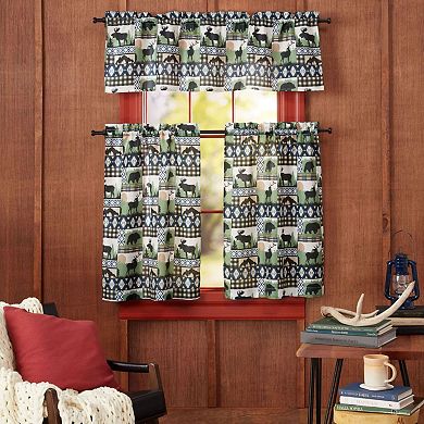 Estate View™ Moose Lodge Light Filtering 3-Piece Tier Valance & Curtains Set