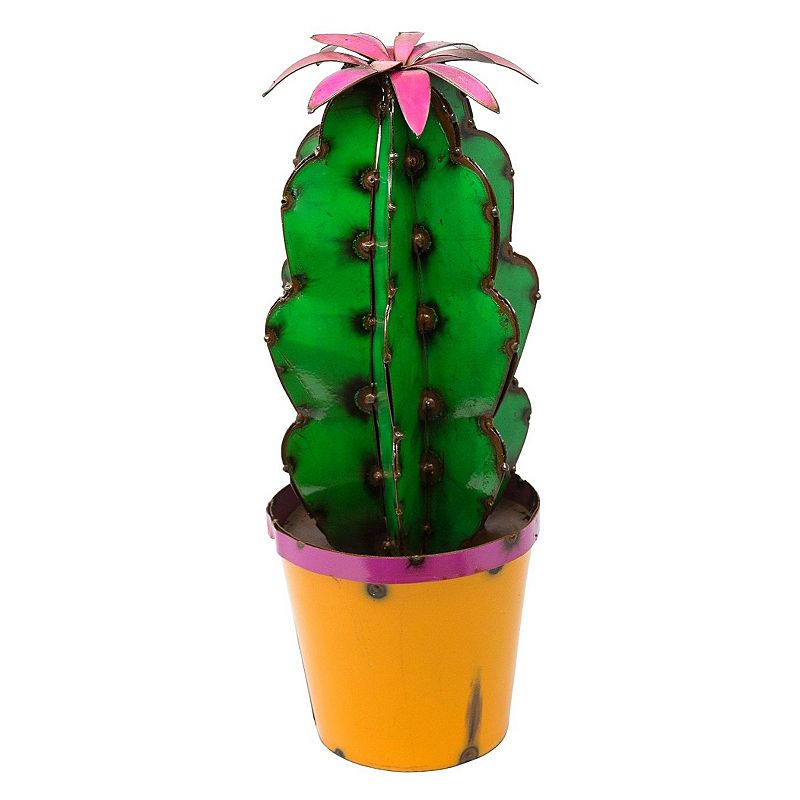 Rustic Arrow Metal Cactus in Flower Pot Decor, Multicolor