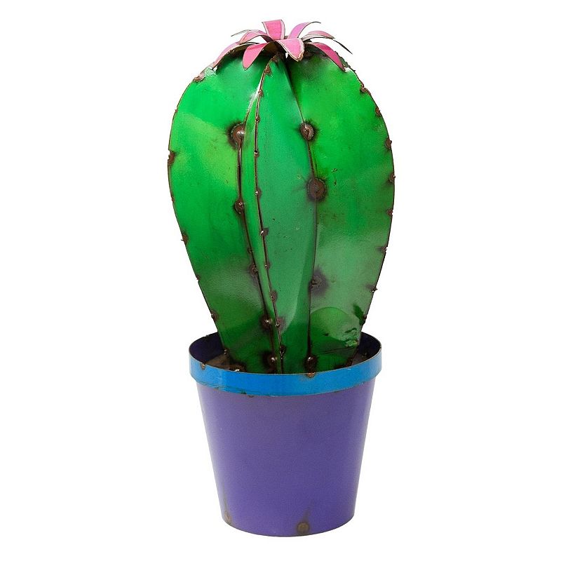 Rustic Arrow Metal Cactus in Pot Metal Decor, Multicolor