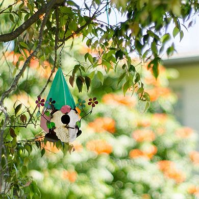 Rustic Arrow Hanging Gnome with Flowers Birdhouse Decor