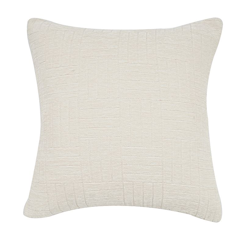 FRESHMINT Staggered Stripe Chenille Woven Jacquard Throw Pillow, White, 24X