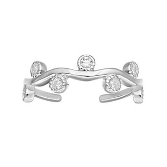 PRIMROSE Sterling Silver Cubic Zirconia Wavy Toe Ring
