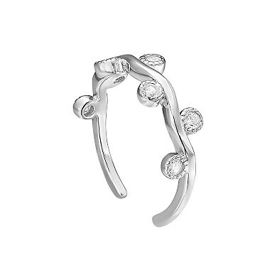 PRIMROSE Sterling Silver Cubic Zirconia Wavy Toe Ring