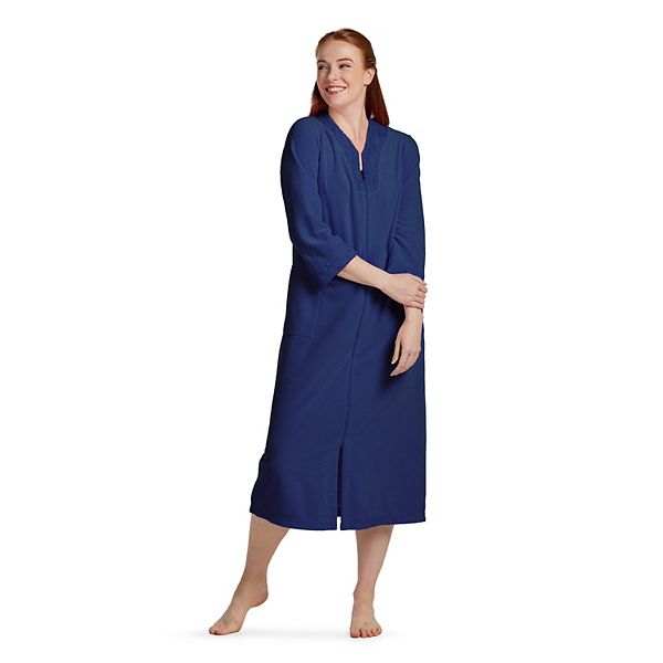 Women's Miss Elaine Essentials Micro Terry Long Zipper Robe