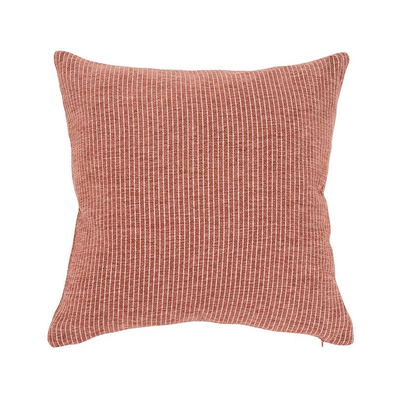 EVERGRACE Elsa Reversible Woven Stripes Throw Pillow, Red/Coppr, 18X18