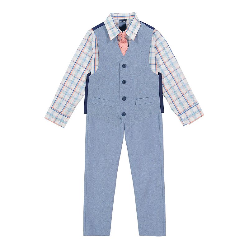 Boys 4-12 IZOD Oxford Dockman Vest, Plaid Shirt, Pants & Tie Set, Boys, Si