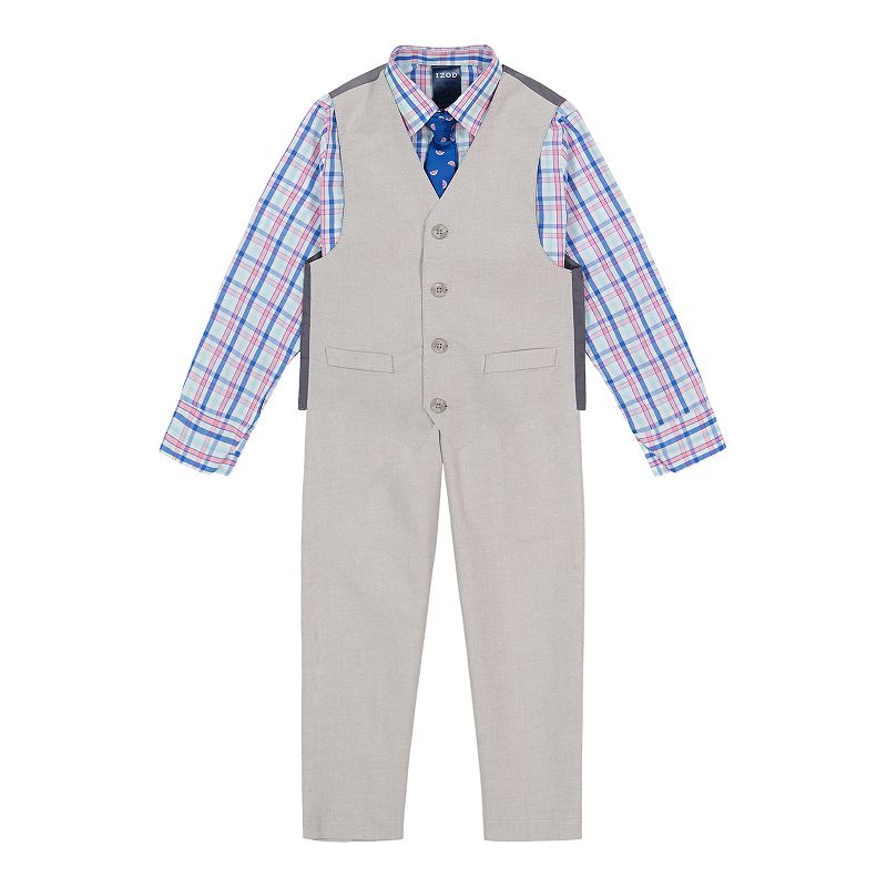 Boys 4-12 IZOD Oxford Dockman Vest, Plaid Shirt, Pants & Tie Set, Boys, Si