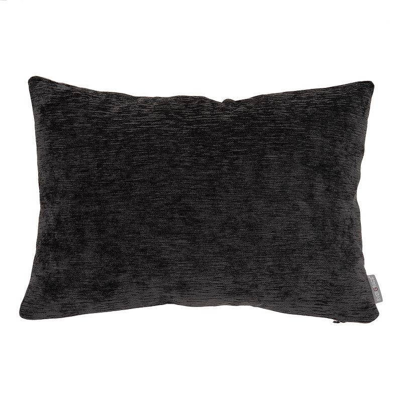 EVERGRACE Dainty Chenille Reverse to Linen Throw Pillow, Black, 14X20