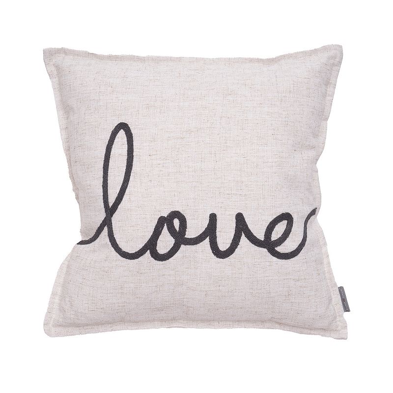 EVERGRACE Waska Love Linen Blend Throw Pillow, Natural, 18X18