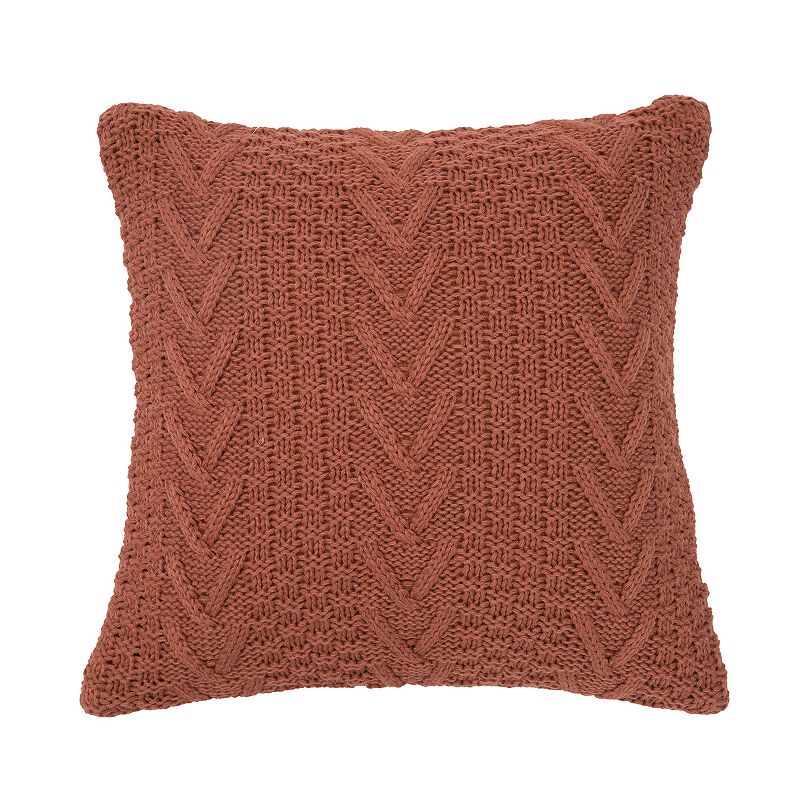 EVERGRACE Chunky Sweater Knit Throw Pillow, Red/Coppr, 20X20