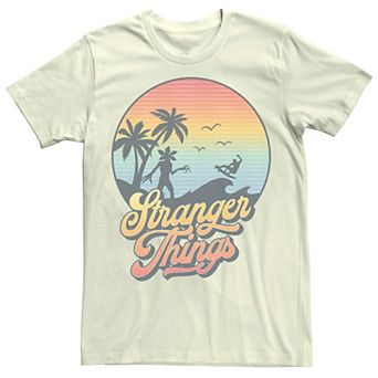 Men's Netflix Stranger Things 60's Surfer and Demogorgon Beach Tee