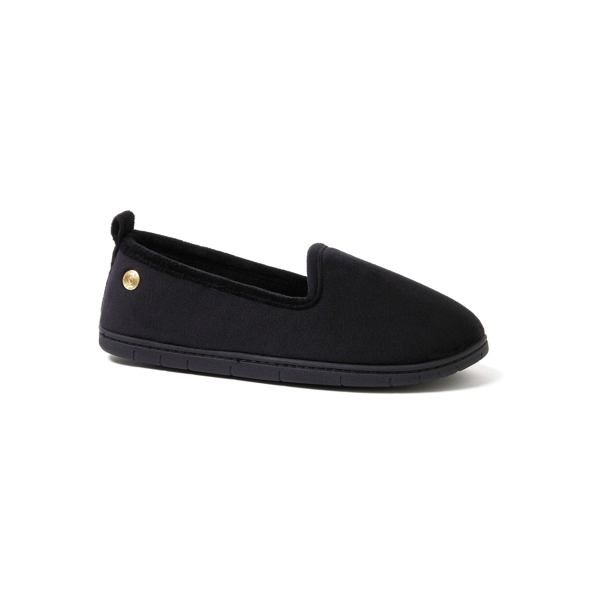 Dearfoams Rachel Velour Womens Closed Back Slippers, Size: Small, Black
