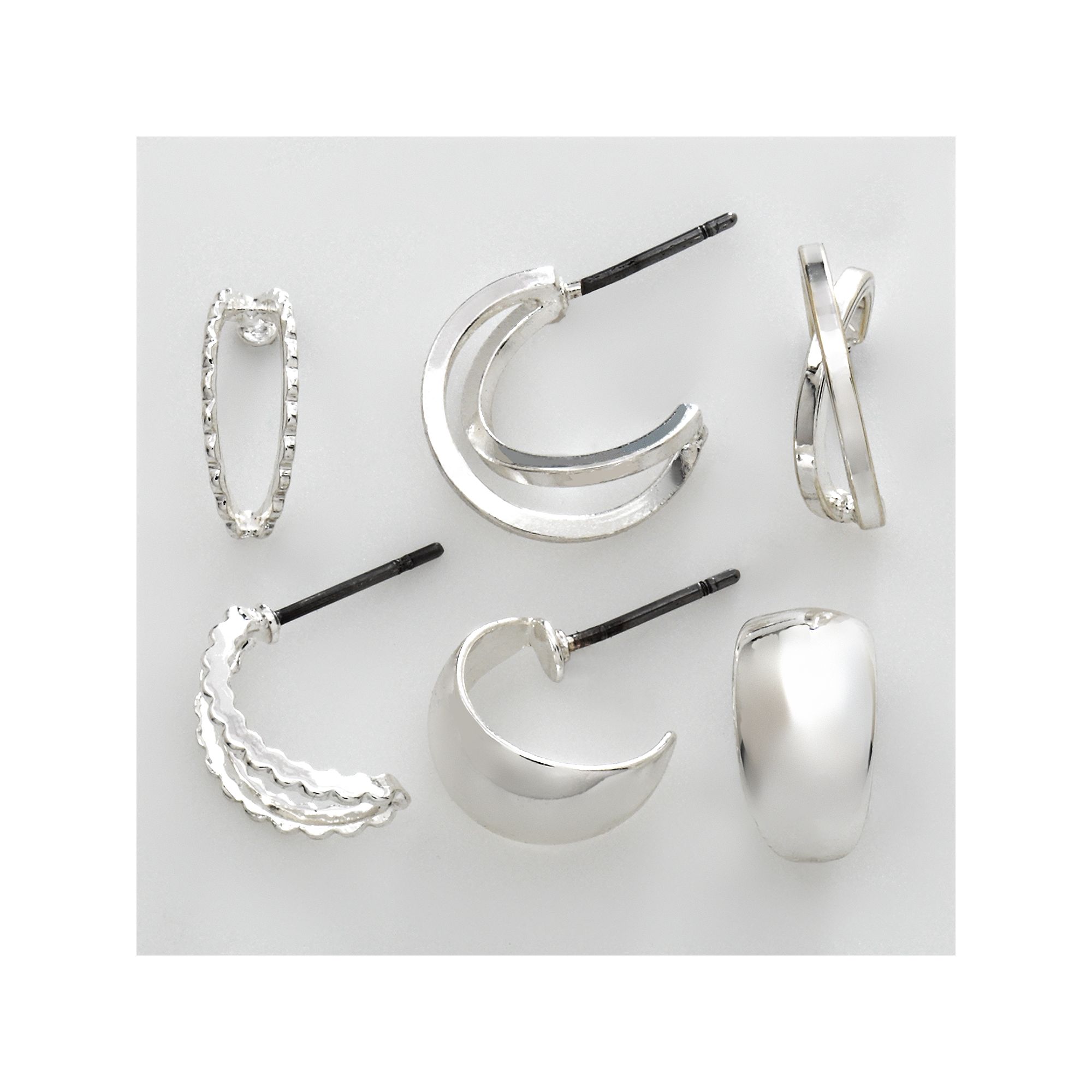 Napier® Silver Tone Hoop Earring Set, Womens