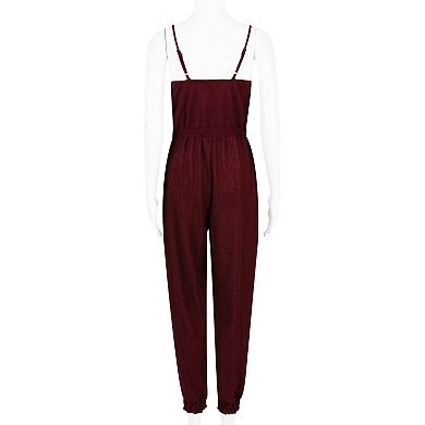 Juniors' Speechless Sleeveless Fitted Cuffed Jumpsuit