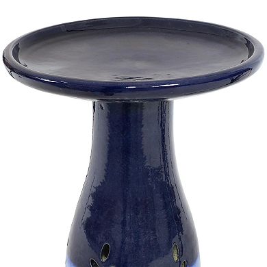 Sunnydaze Classic Duo-Tone Cut-Out Ceramic Bird Bath - 20.5 in