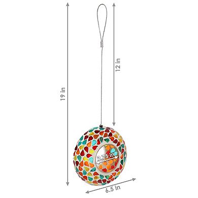 Sunnydaze Glass Mosaic Fly-Through Hanging Bird Feeder - 6 in - 12pk