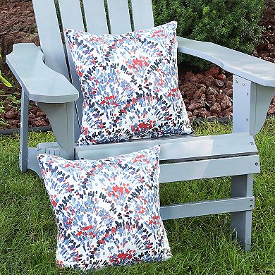 Sunnydaze 2 Outdoor Decorative Throw Pillows - 17 x 17-Inch - Abstract Red/Blue