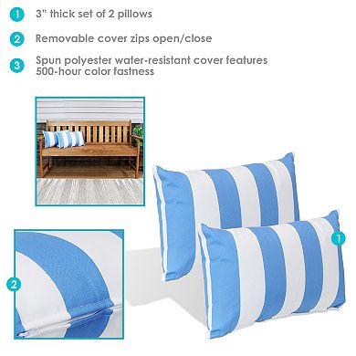 Sunnydaze Outdoor Lumbar Throw Pillow - Navy - Set of 2