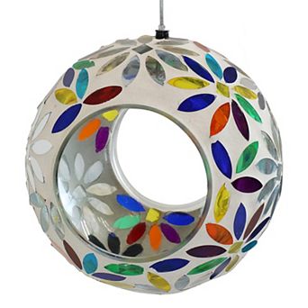 Sunnydaze Mosaic Glass Fly-Through Hanging Bird Feeder