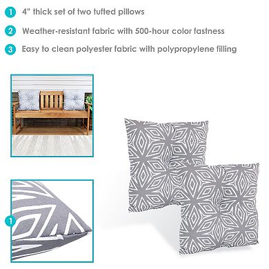 Sunnydaze Outdoor Square Tufted Back Cushion - 19 in